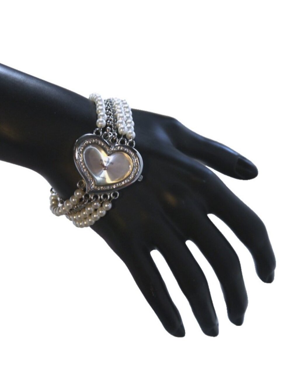 Rumours silver color 1.5" wide heart shaped quartz watch 7" bracelet works great